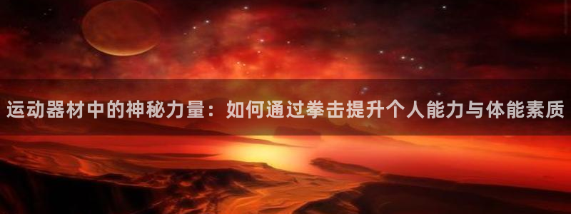 意昂4娱乐40996：运动器材中的神秘力量：如何通过拳击提升